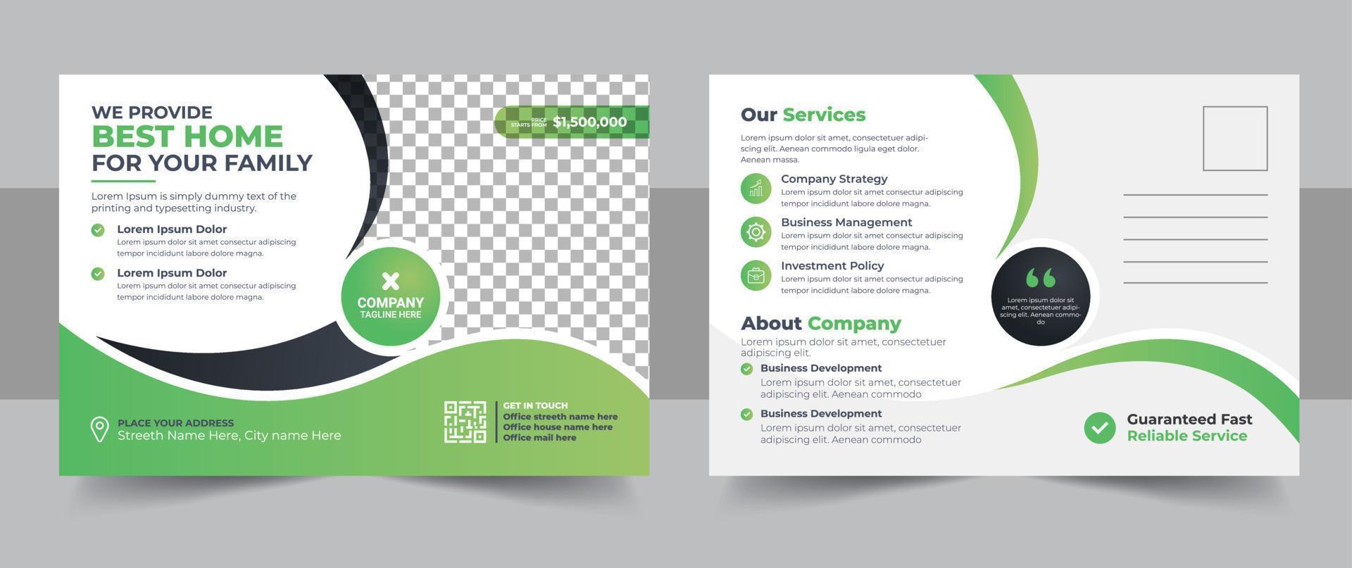 Real Estate Postcard Template vector