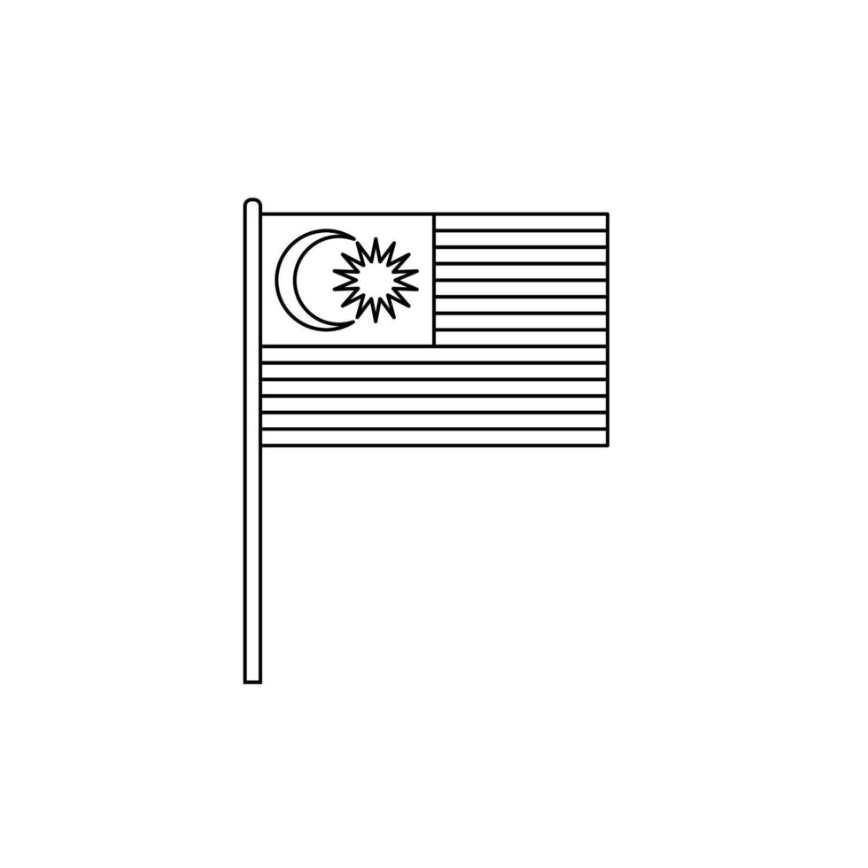 Black outline flag on of Malaysia. Thin line icon vector