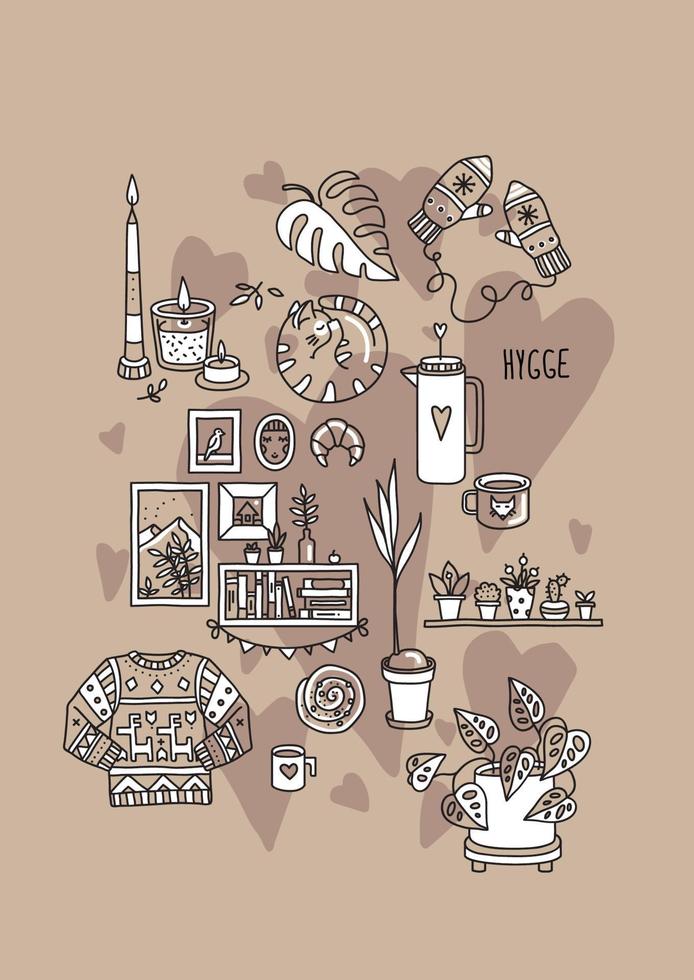 Vector illustration with Hygge concept.