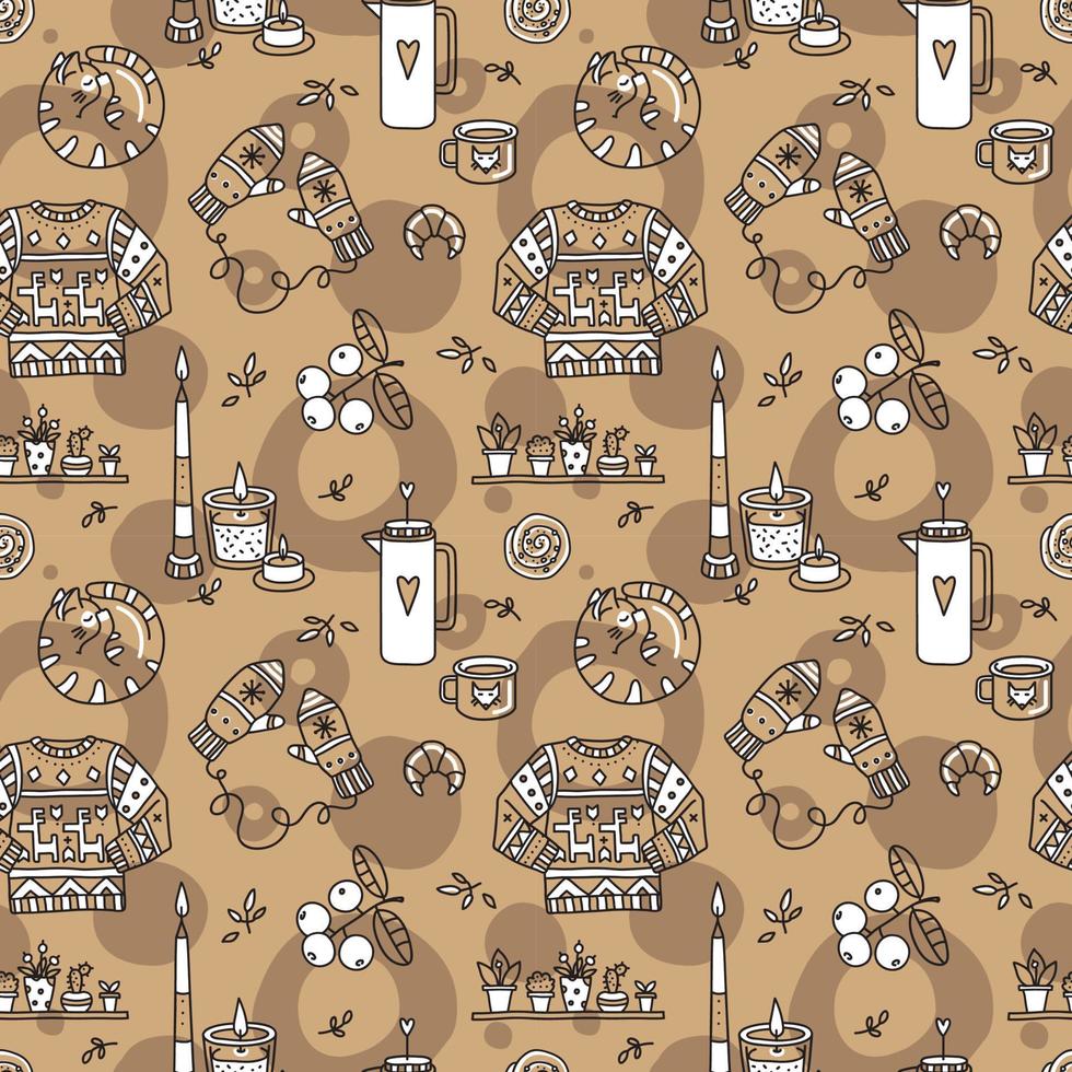 Vector seamless pattern with Hygge concept.