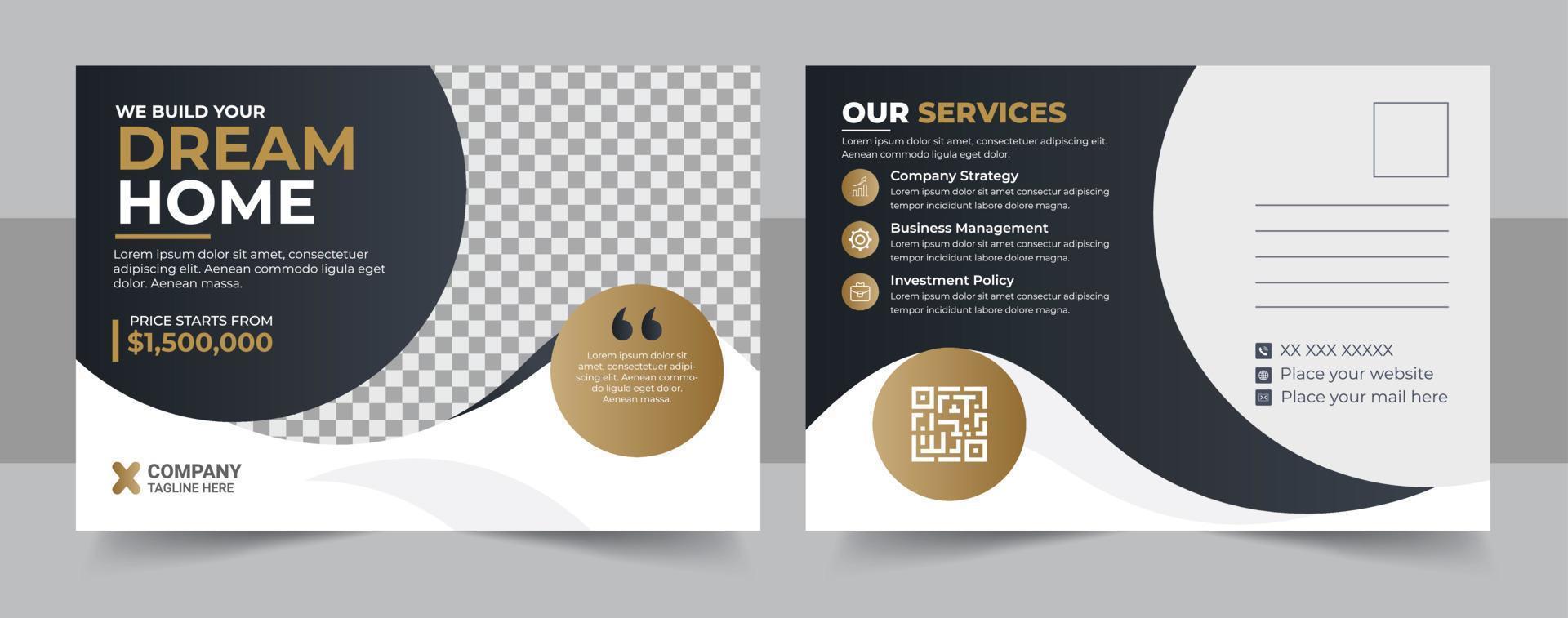 Corporate postcard design template. amazing and modern postcard design. stylish corporate postcard design. vector