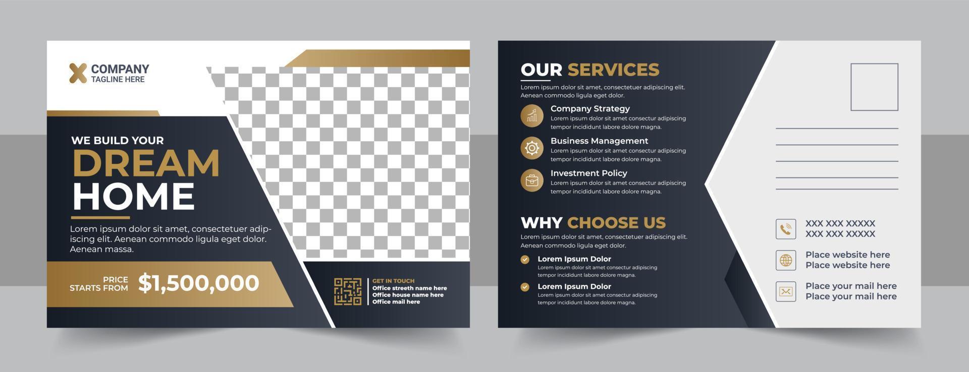 Corporate postcard design template. amazing and modern postcard design. stylish corporate postcard design. vector