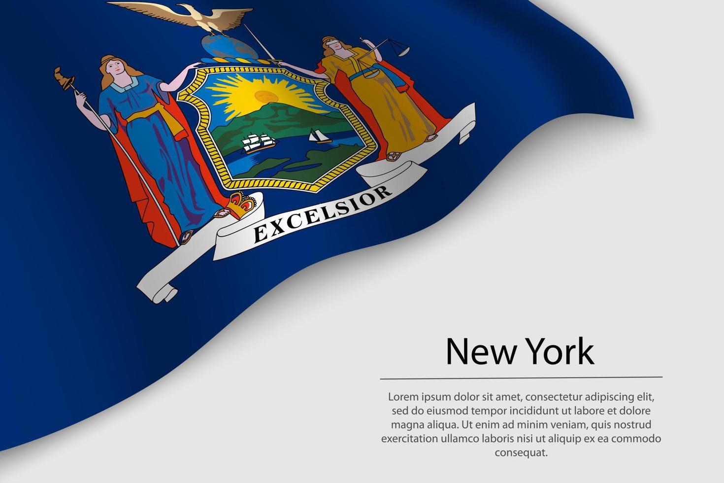 Wave flag of New York is a state of United States. vector