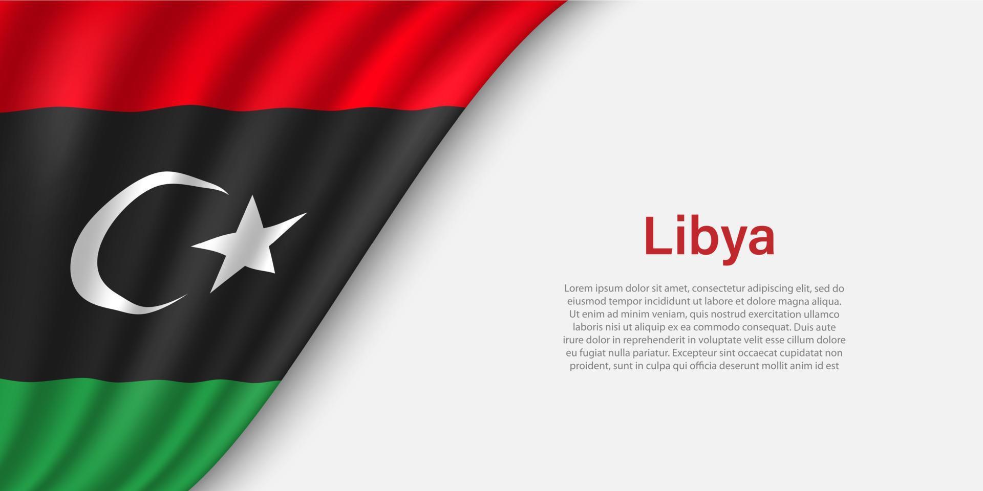 Wave flag of Libya on white background. vector