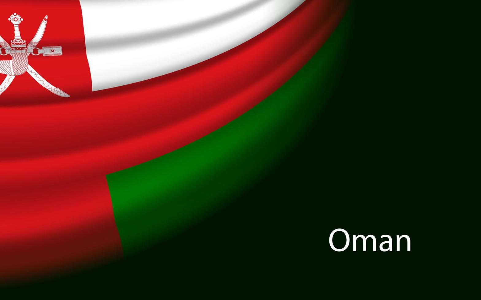 Wave flag of Oman on dark background. Banner or ribbon vector te
