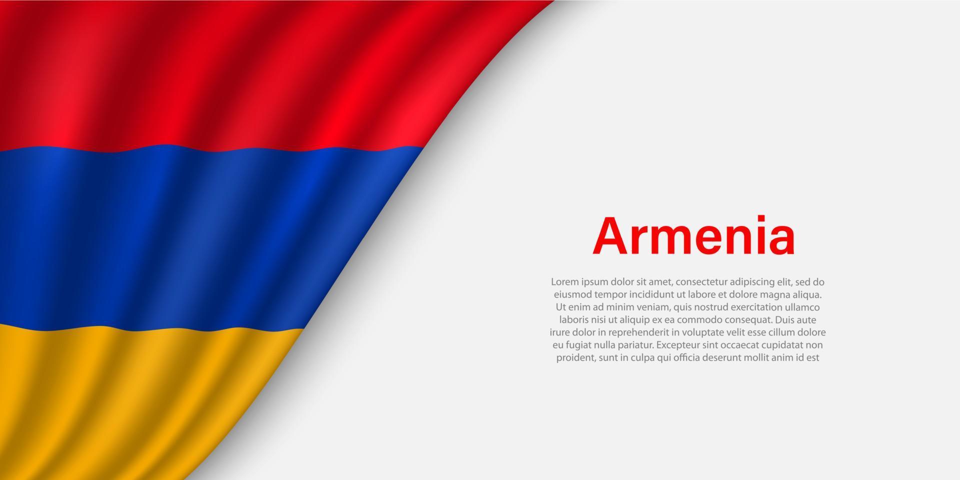 Wave flag of Armenia on white background. vector