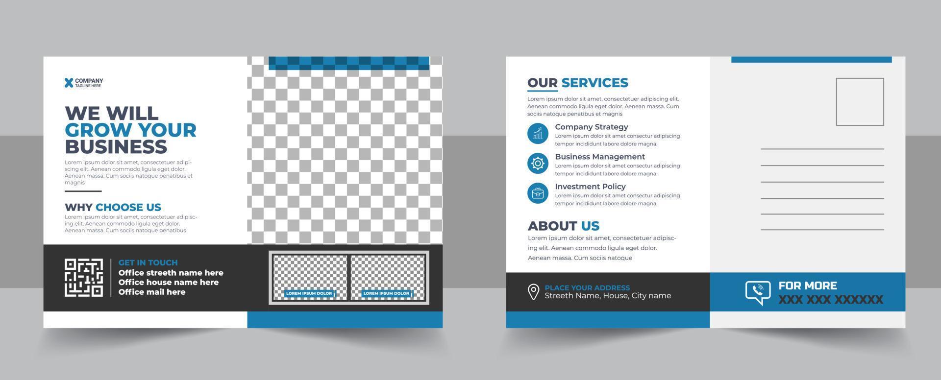 Corporate postcard design template. amazing and modern postcard design. stylish corporate postcard design. vector