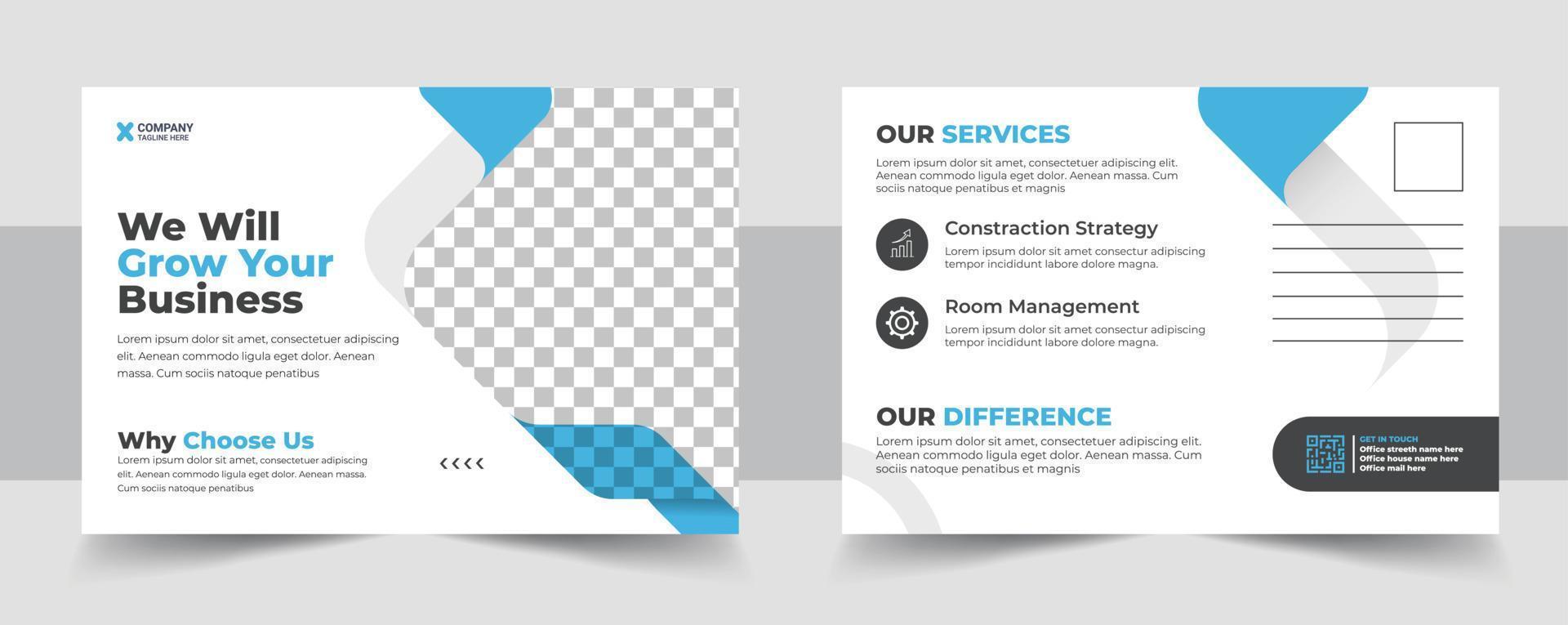 Corporate postcard design template. amazing and modern postcard design. stylish corporate postcard design. vector