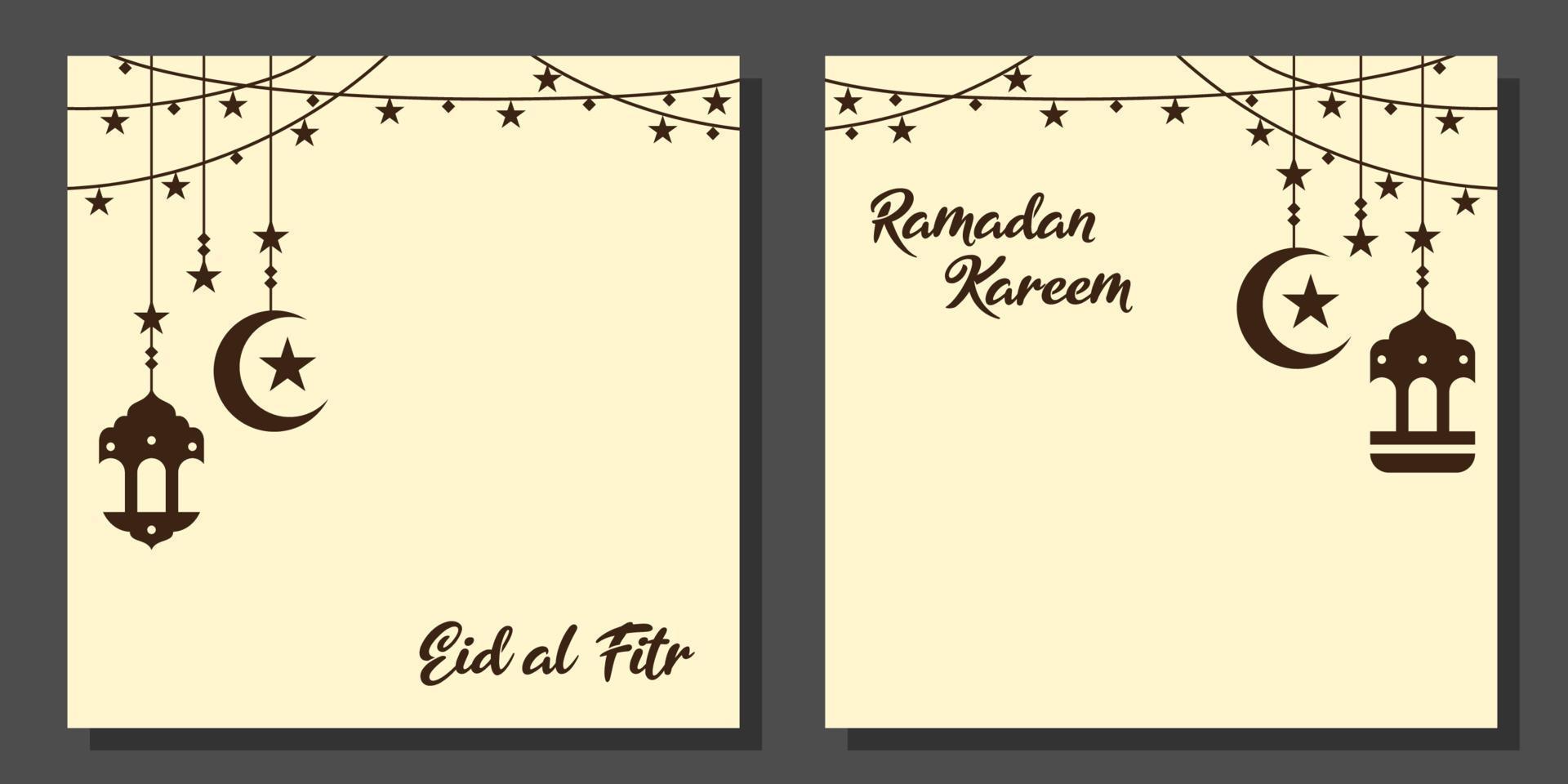 plano Clásico Ramadán Copiar espacio antecedentes con islámico linterna, creciente Luna y estrella colgando decoración vector