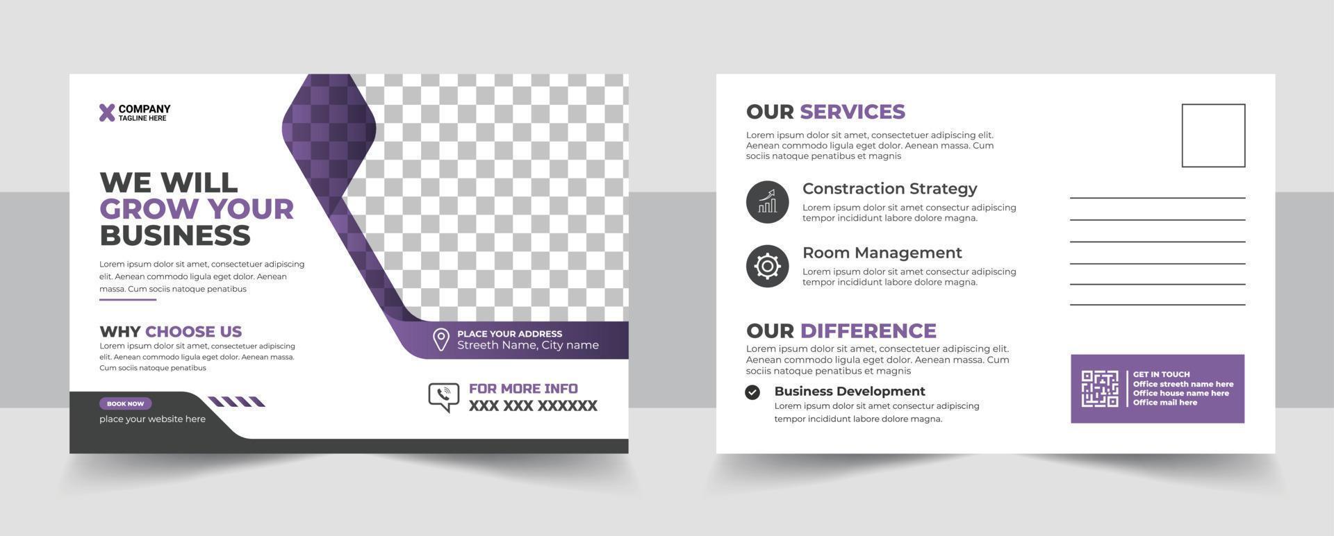 Corporate postcard design template. amazing and modern postcard design. stylish corporate postcard design. vector