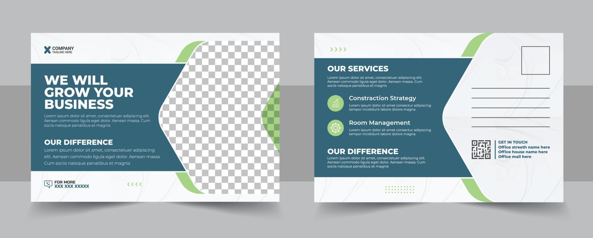 Corporate postcard design template. amazing and modern postcard design. stylish corporate postcard design. vector