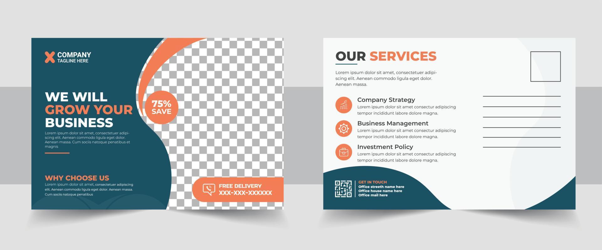 Corporate postcard design template. amazing and modern postcard design. stylish corporate postcard design. vector