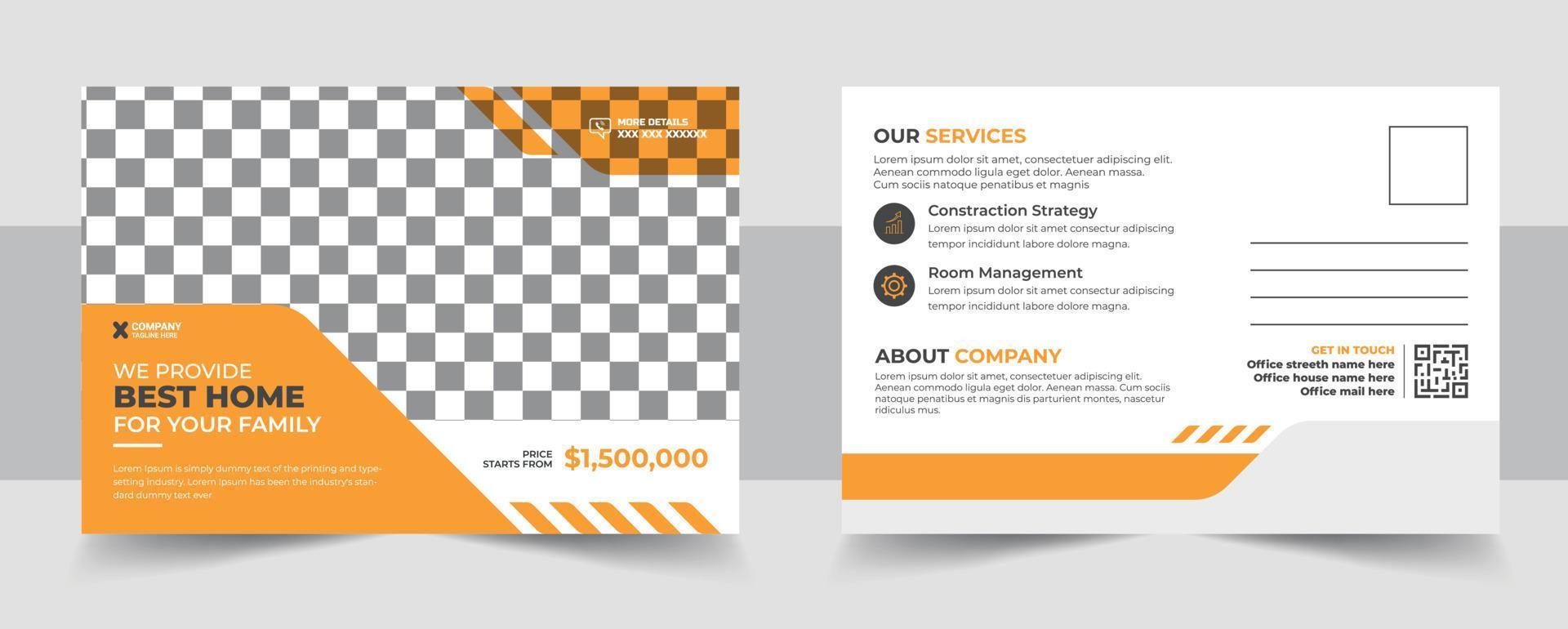 Corporate postcard template design vector