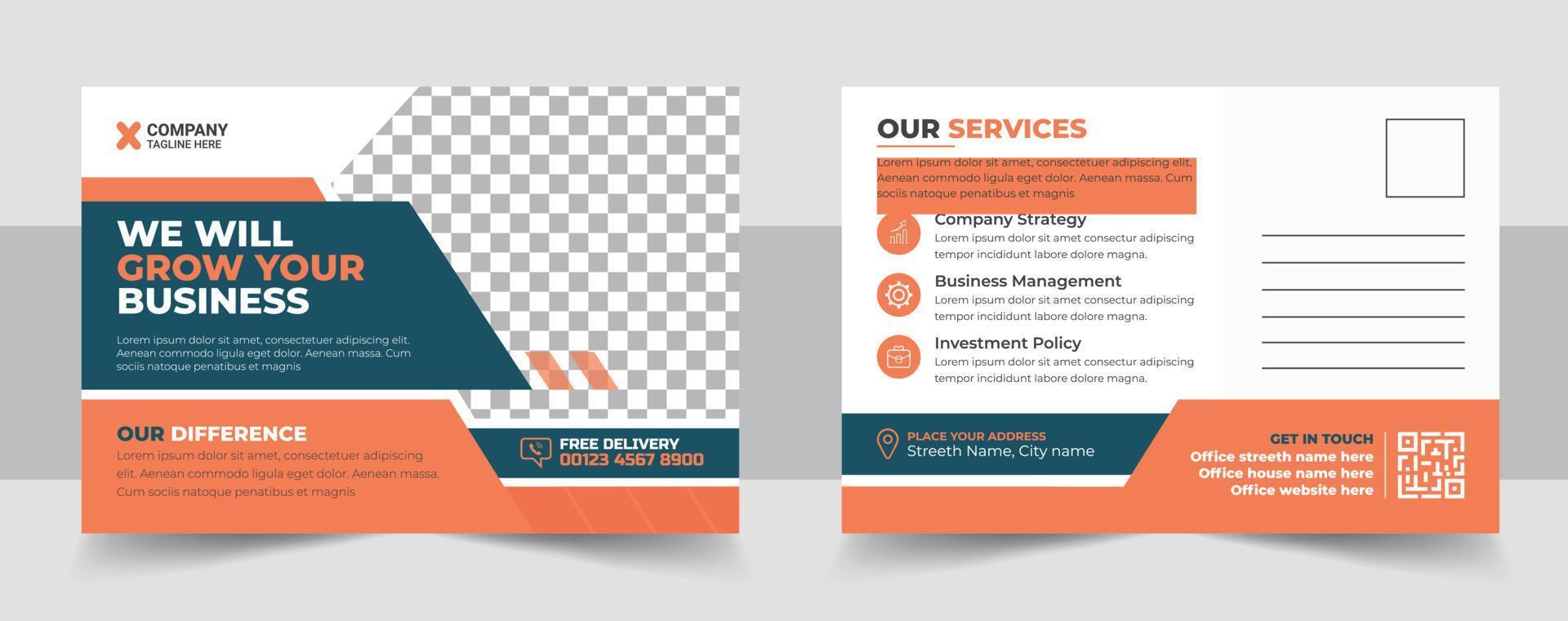 Corporate postcard template design vector