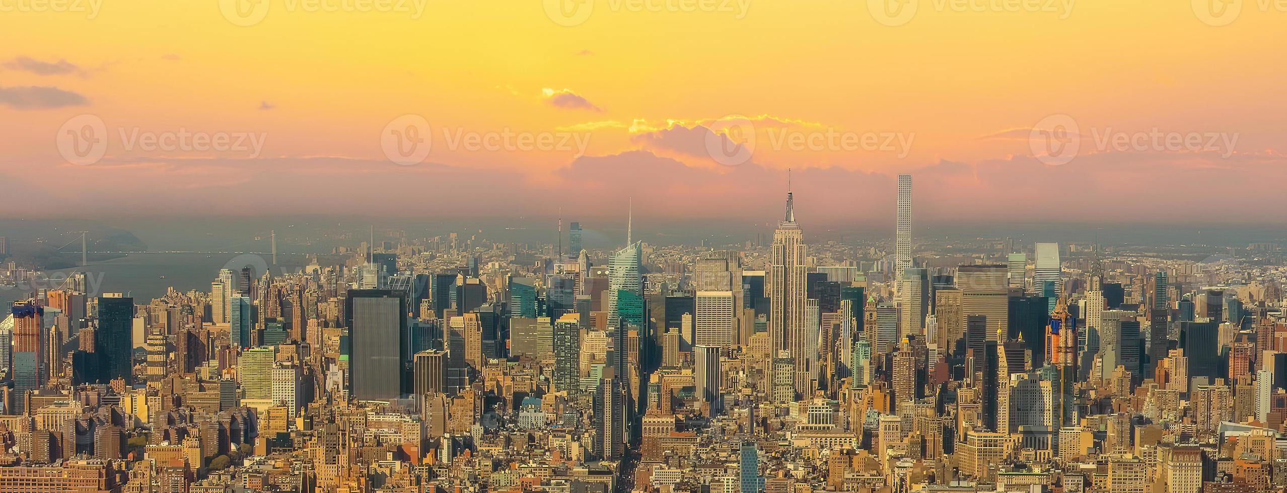 Manhattan city skyline cityscape of New York from top view photo