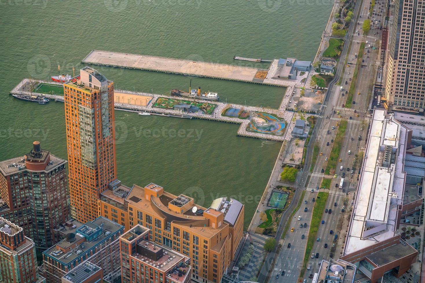 Manhattan city skyline cityscape of New York from top view photo