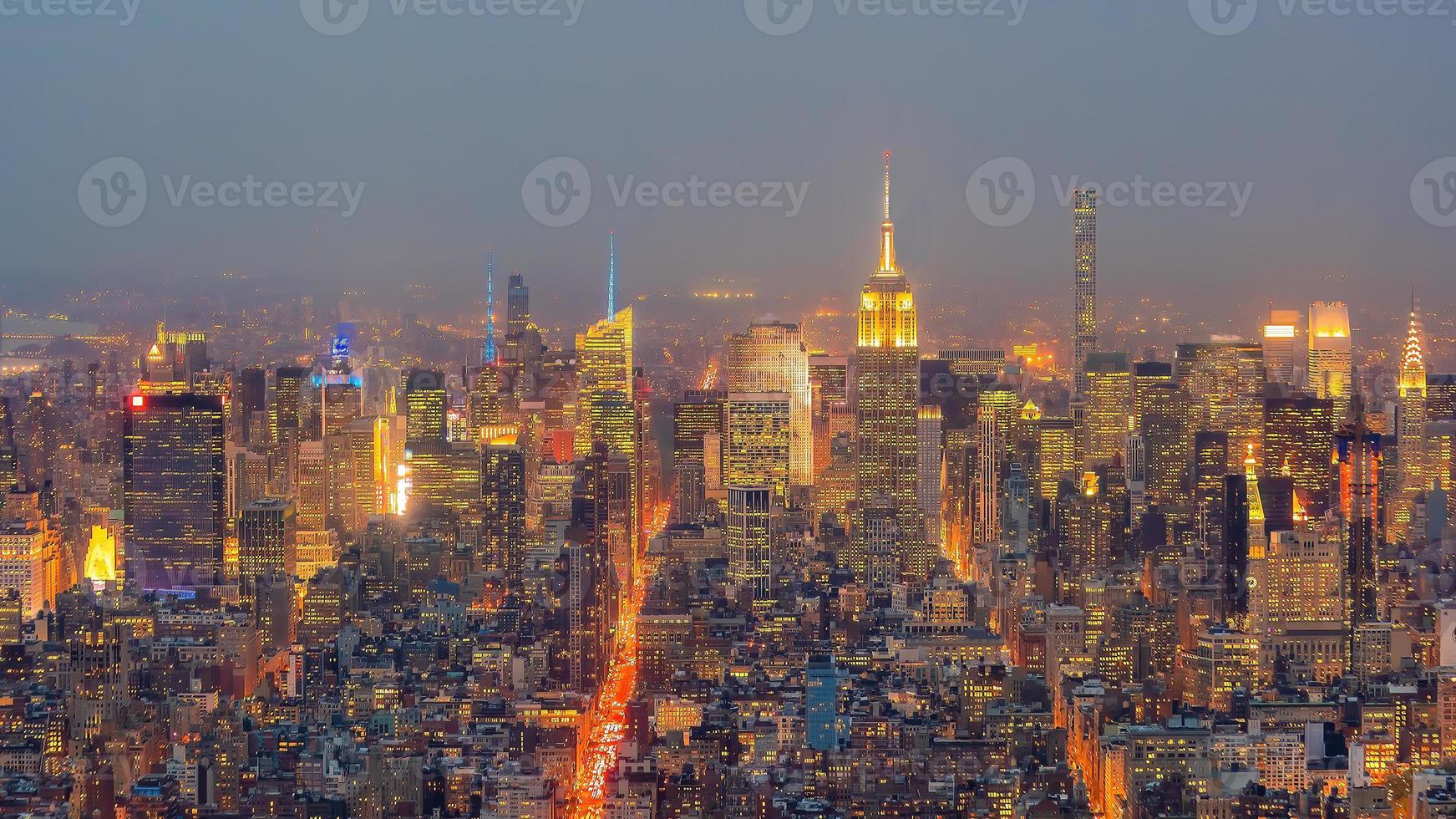 Manhattan city skyline cityscape of New York from top view photo