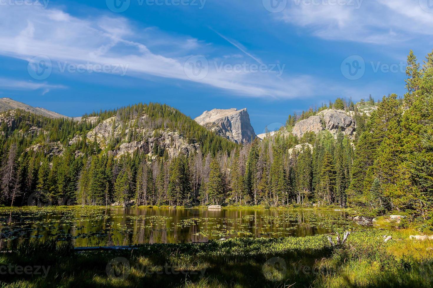 Landscape of Dream Lake in Rocky Mountain National Park in Colorado photo