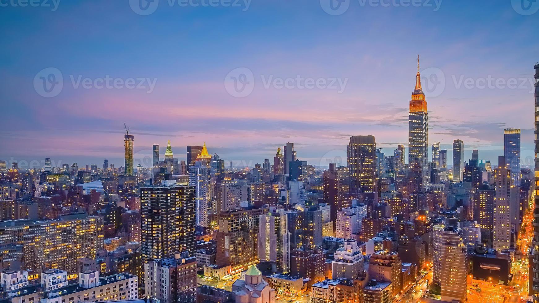 Manhattan city skyline cityscape of New York from top view photo