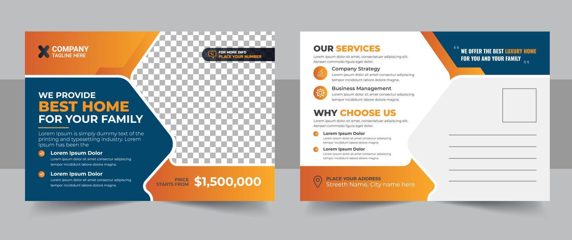 Real Estate Postcard design Vector