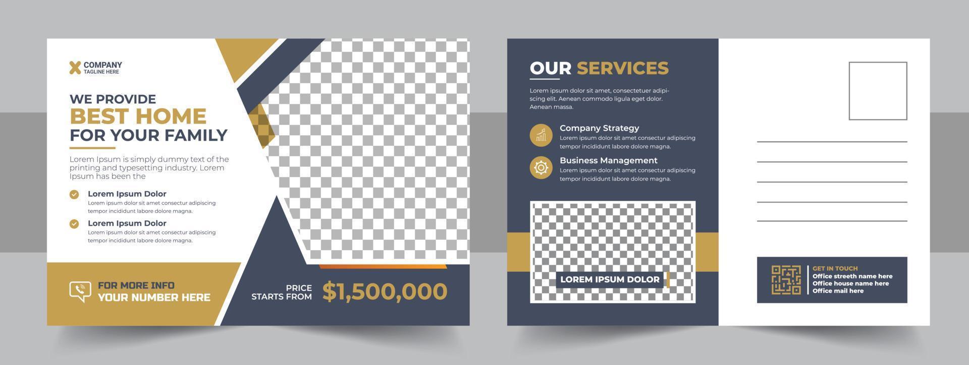 Real Estate Postcard Vector Template