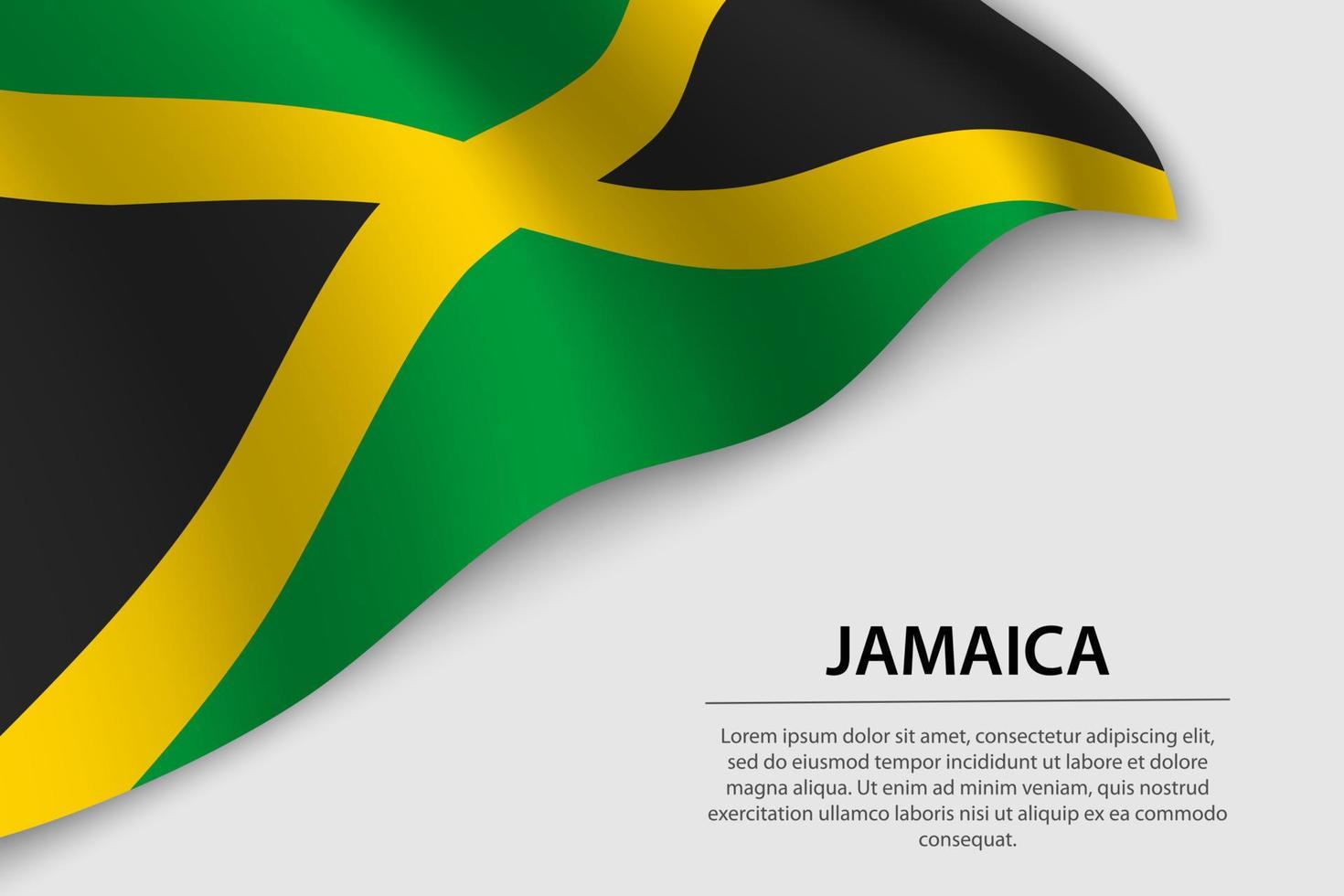 Wave flag of Jamaica on white background. Banner or ribbon vecto vector