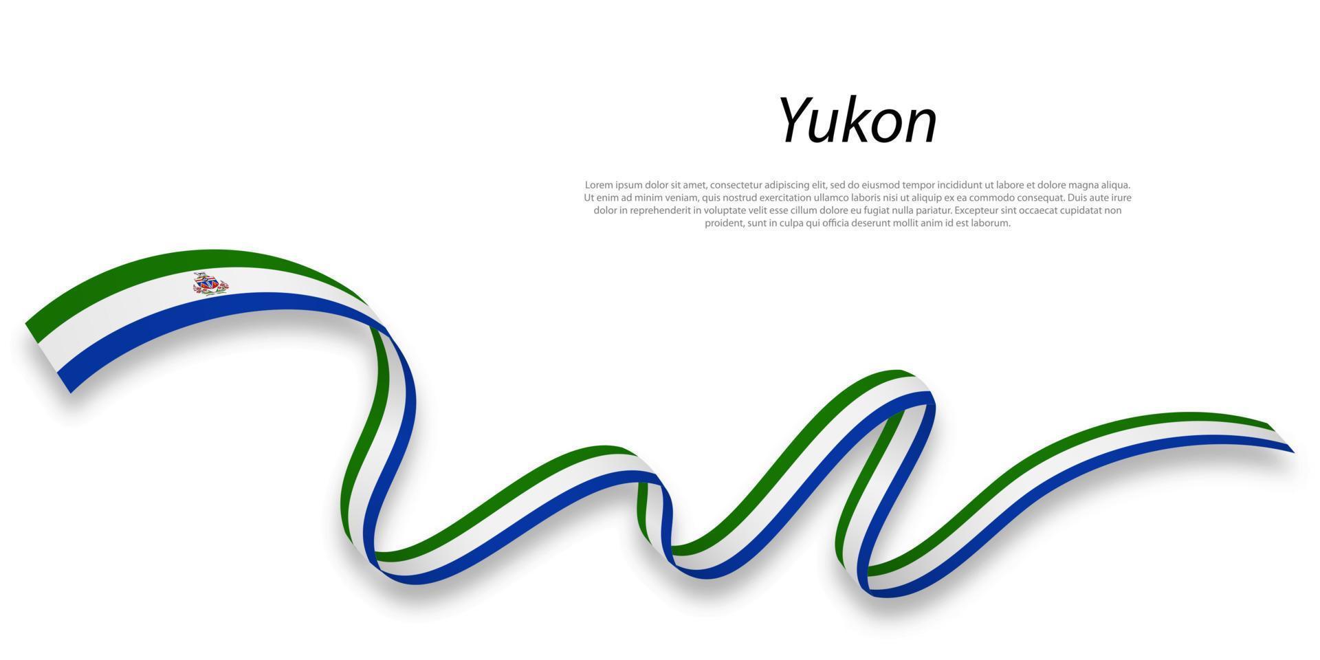 Waving ribbon or stripe with flag of Yukon vector