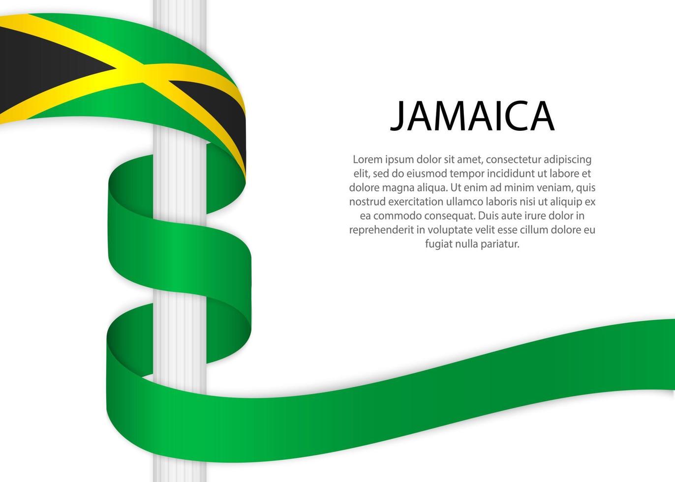Waving ribbon on pole with flag of Jamaica. Template for indepen vector