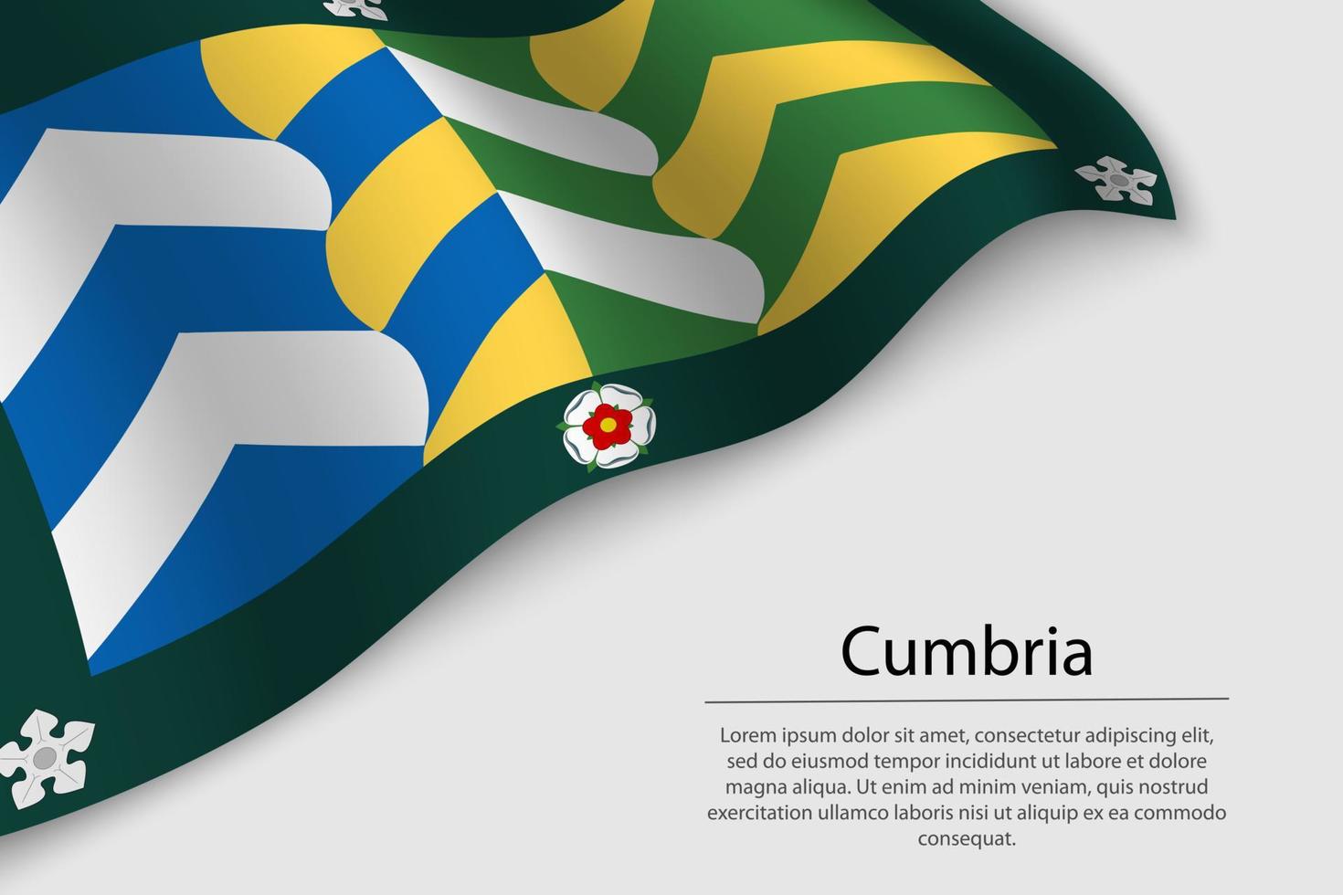 Wave flag of Cumbria is a county of England. Banner or ribbon vector