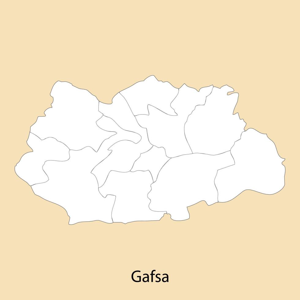 High Quality map of Gafsa is a region of Tunisia vector