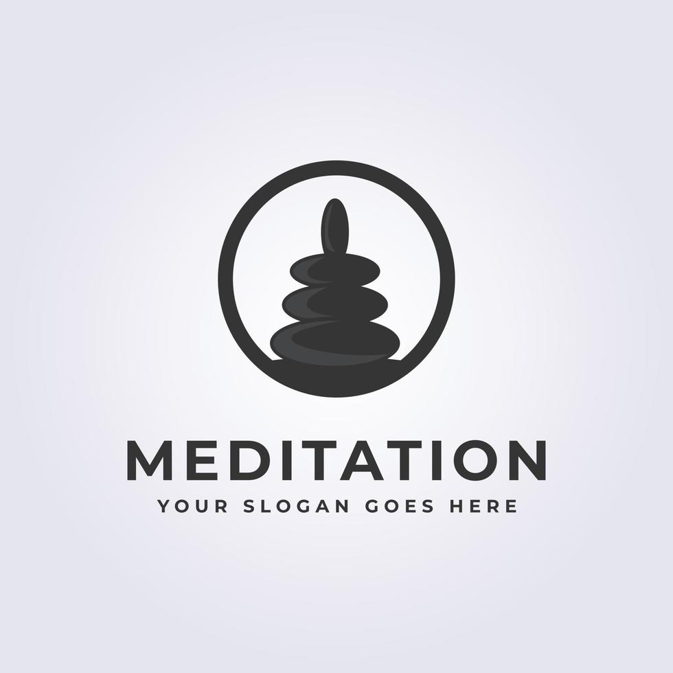 balancing meditation stone black rock logo vector illustration design