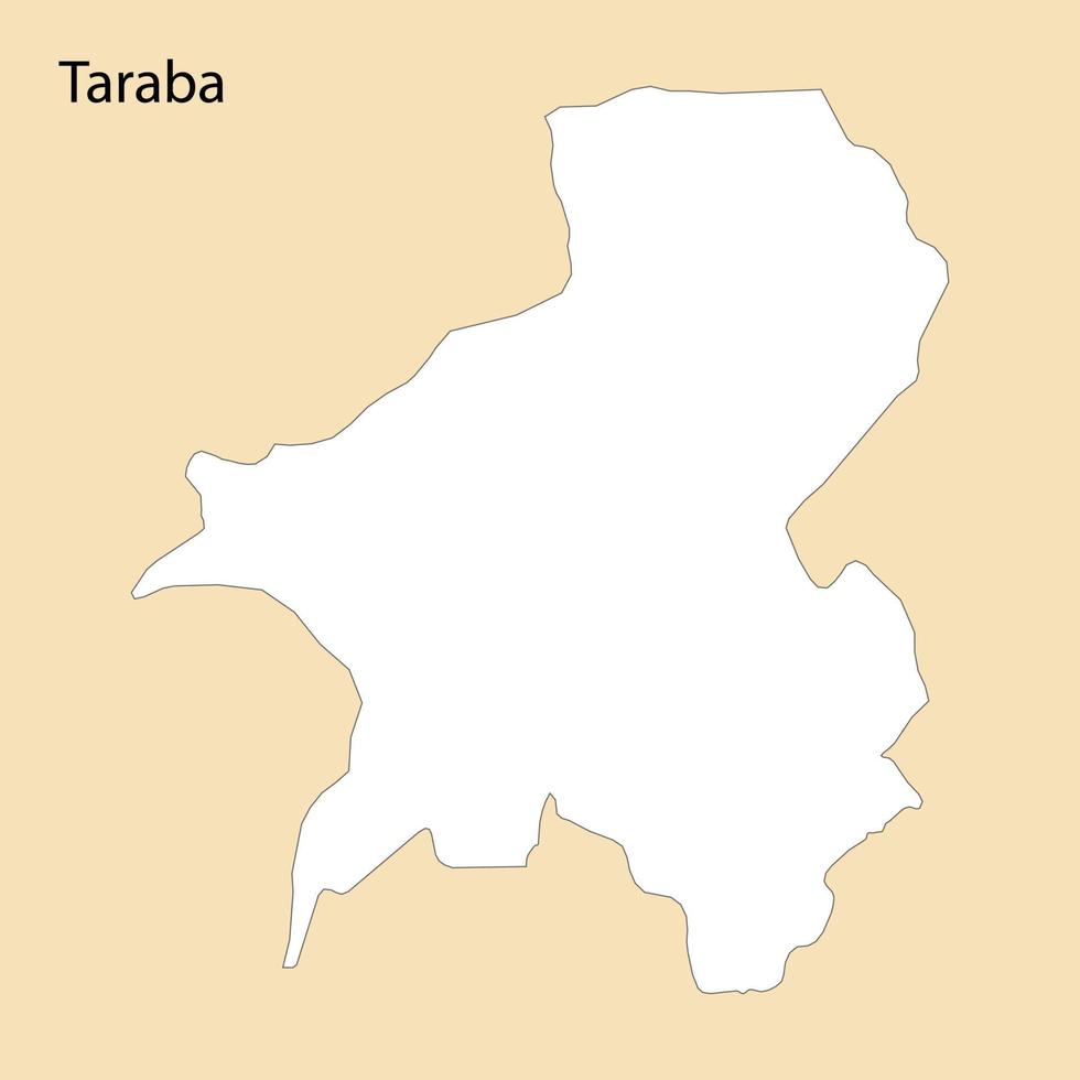 High Quality map of Taraba is a region of Nigeria vector