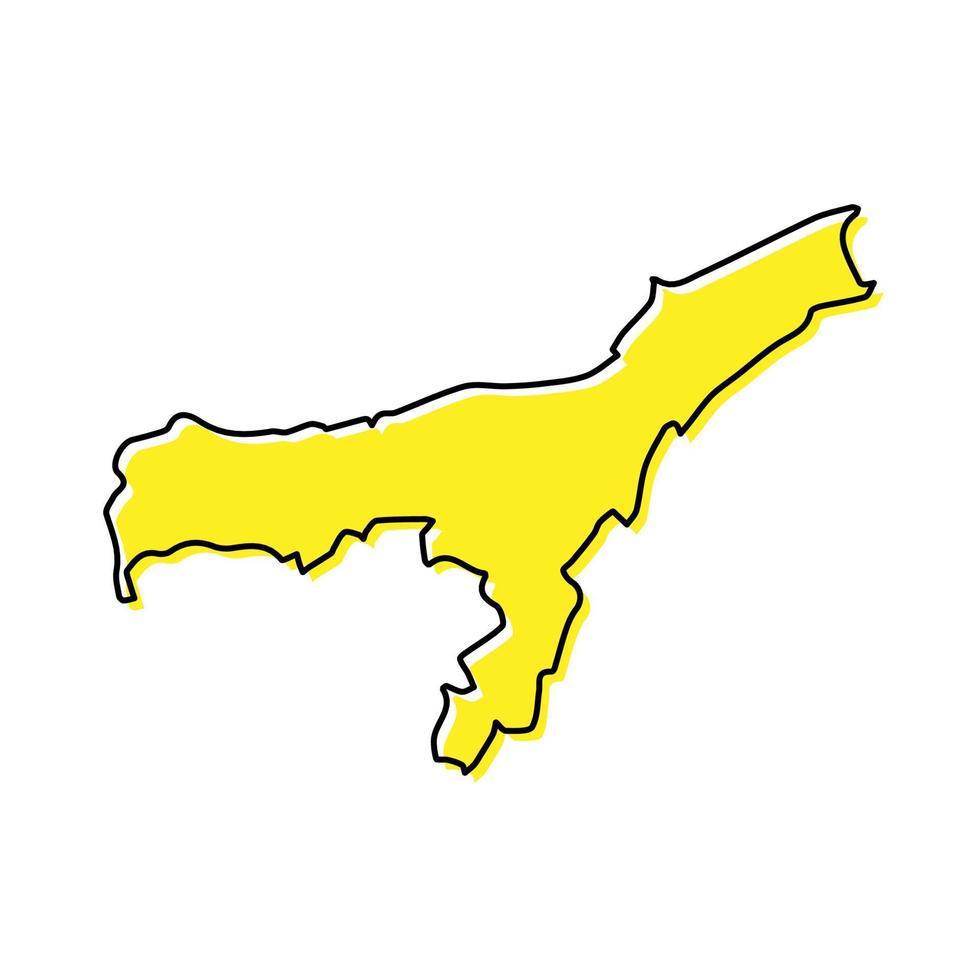 Simple outline map of Assam is a state of India. vector