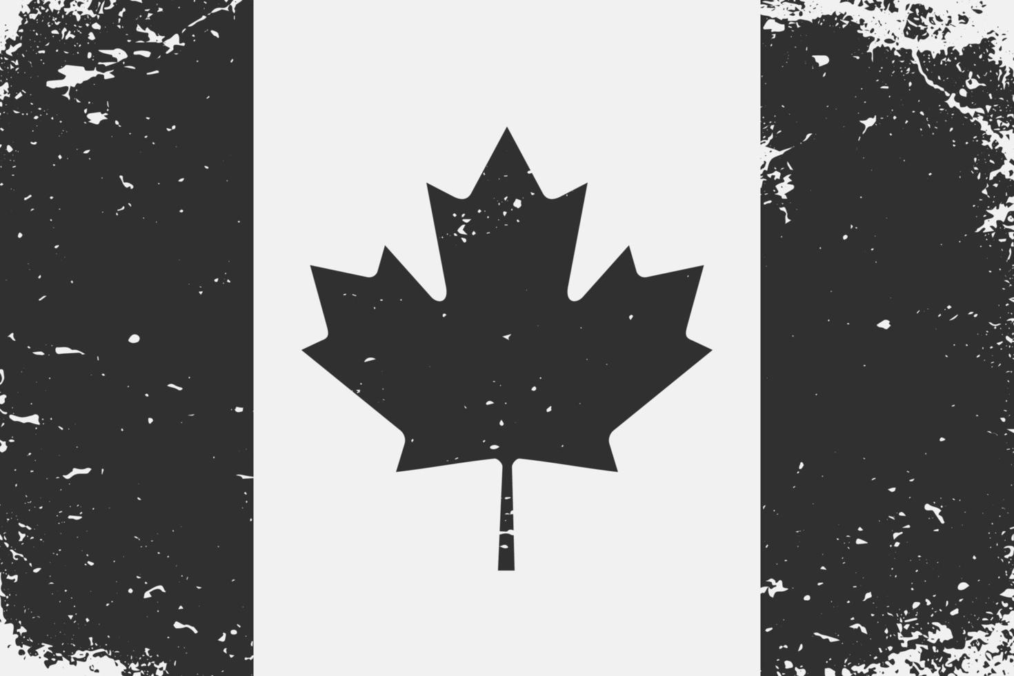 Grunge styled black and white flag Canada. Old vintage backgroun vector