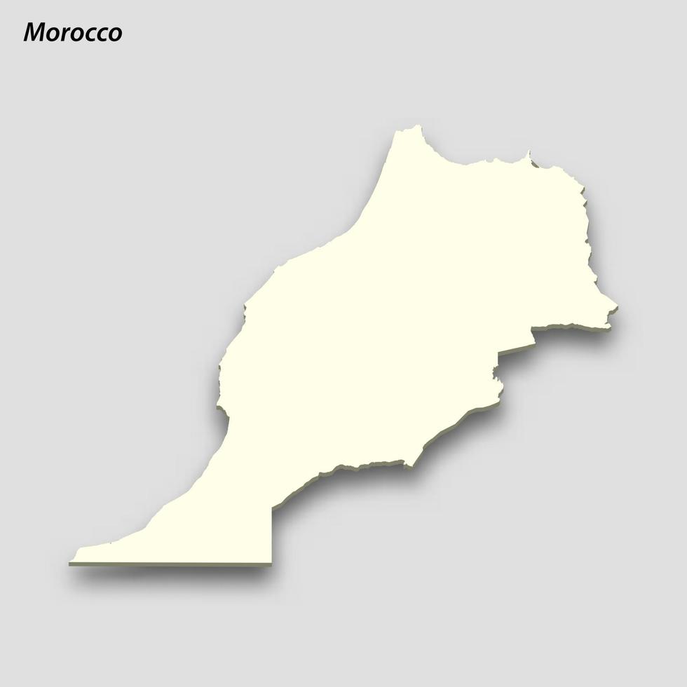 3d isométrica mapa de Marruecos aislado con sombra vector