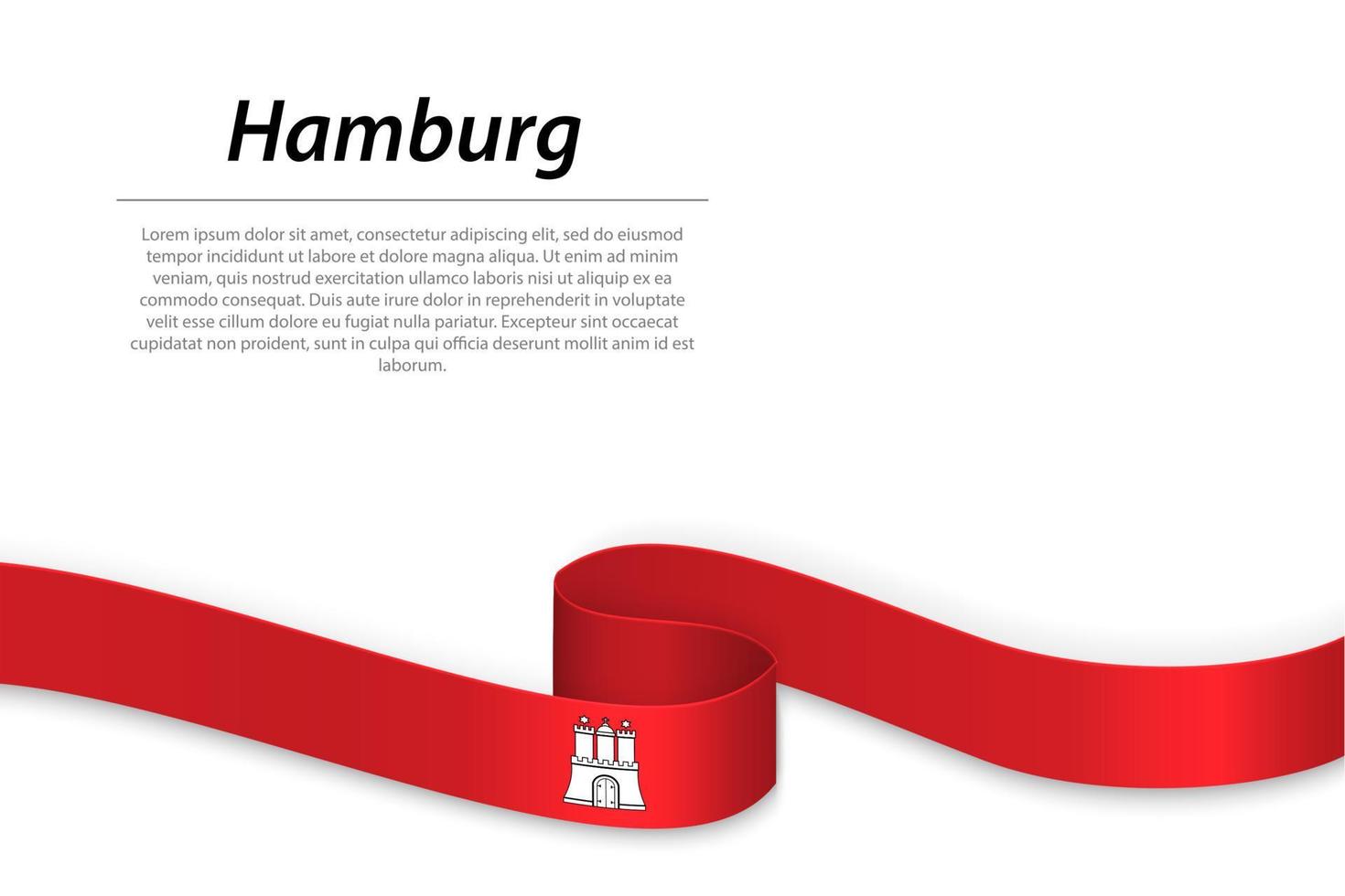 Waving ribbon or banner with flag of Hamburg vector