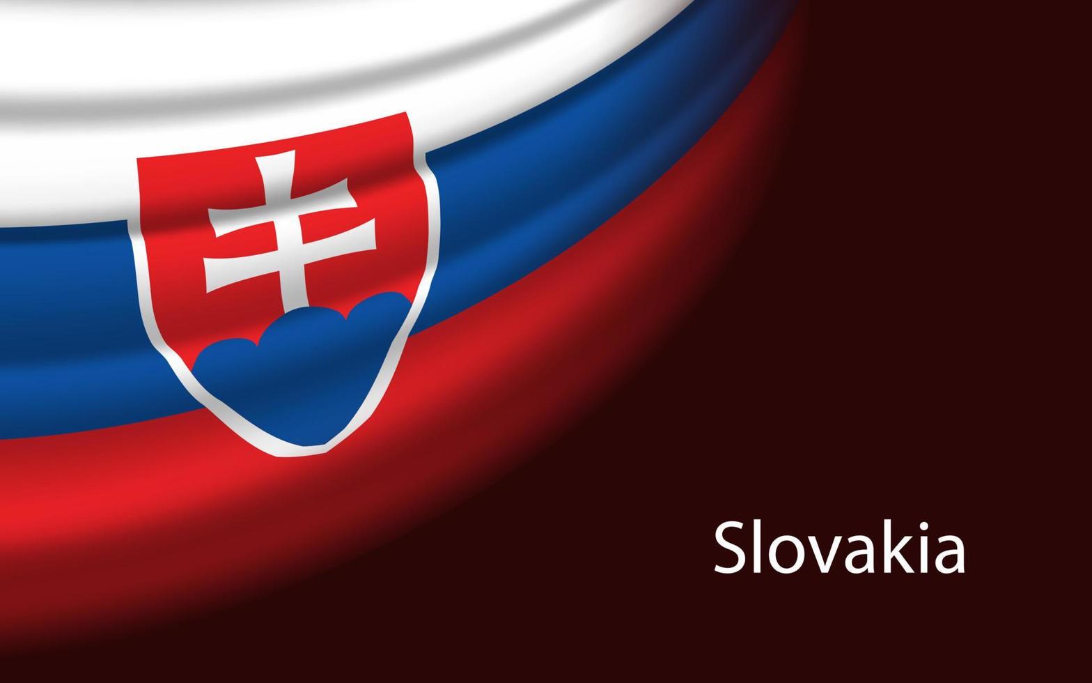 Wave flag of Slovakia on dark background. Banner or ribbon vecto vector