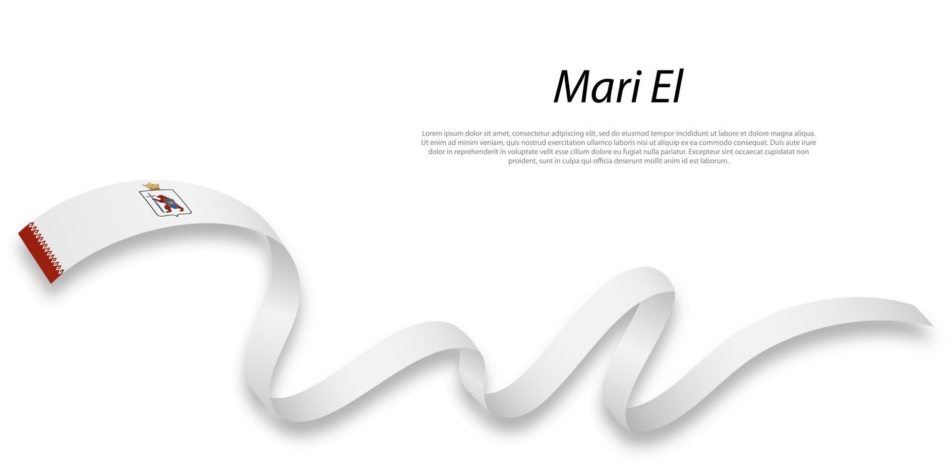 Waving ribbon or stripe with flag of Mari El vector