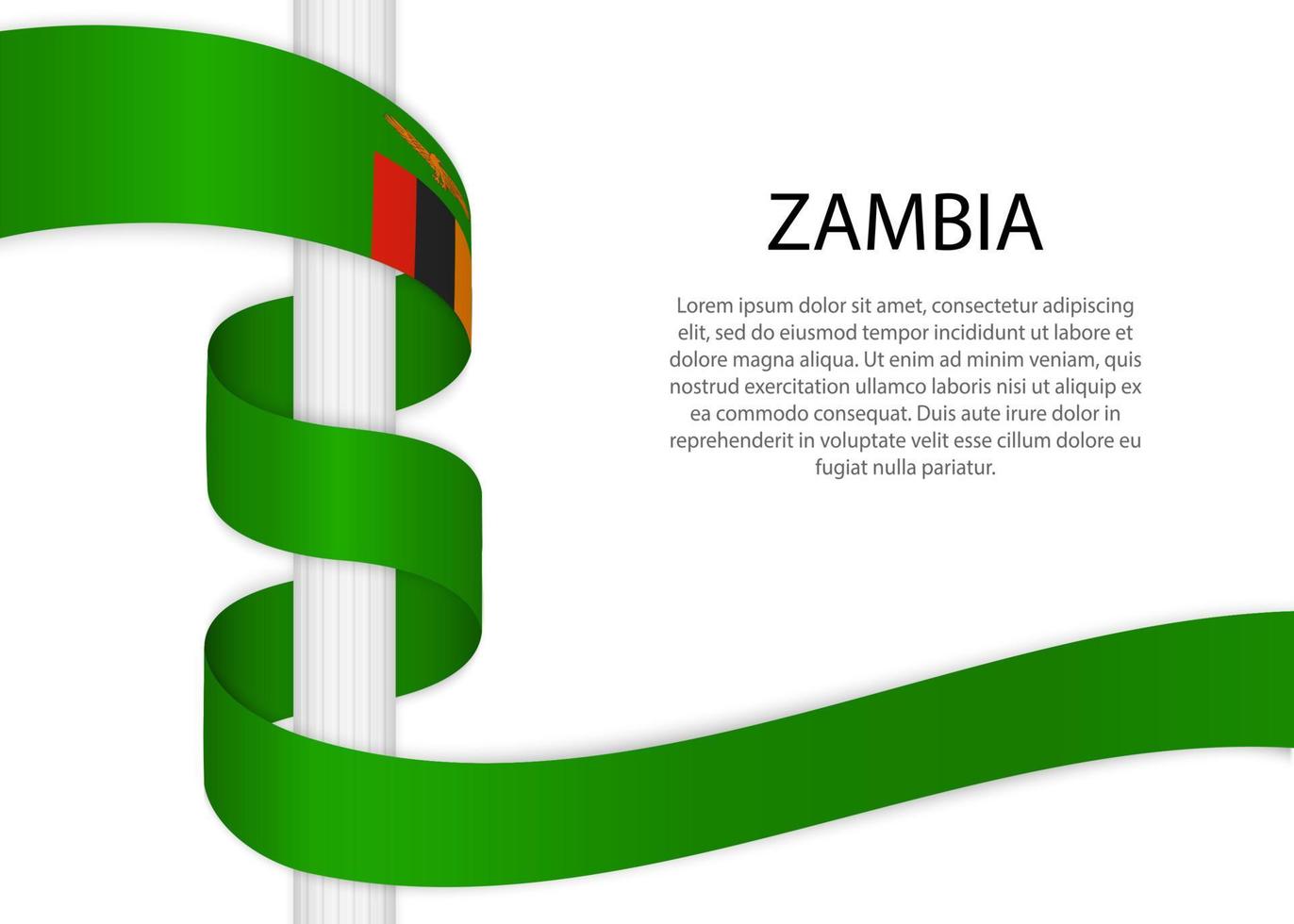 ondulación cinta en polo con bandera de Zambia. modelo para independiente vector