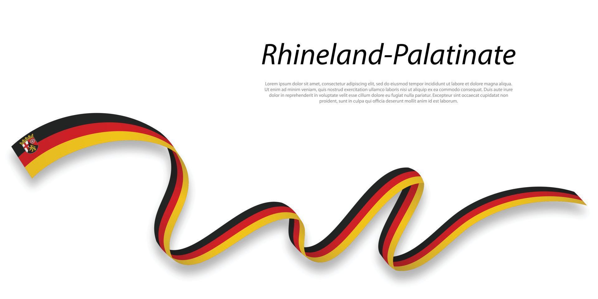 Waving ribbon or stripe with flag of Rhineland-Palatinate vector
