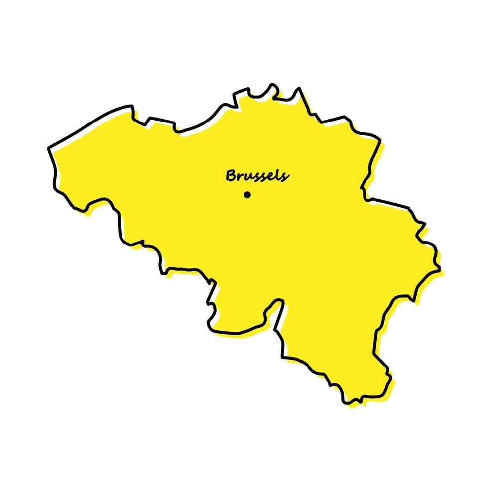 Simple outline map of Belgium with capital location vector
