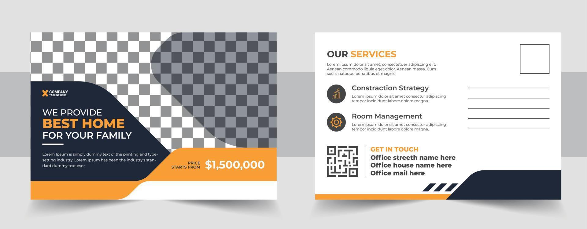Corporate postcard template design vector