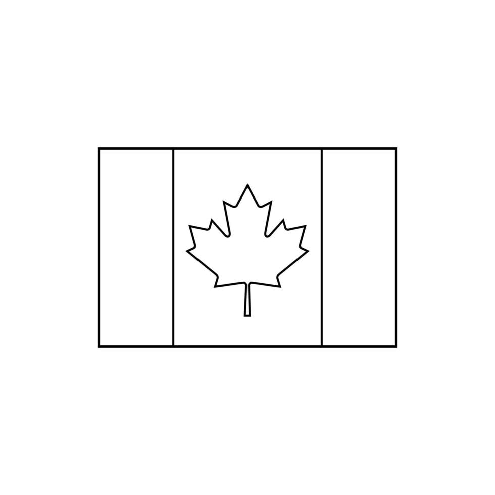 Black outline flag of Canada.Thin line icon vector