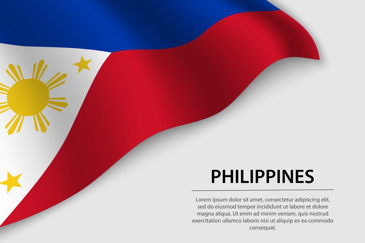 ola bandera de Filipinas en blanco antecedentes. bandera o cinta v vector