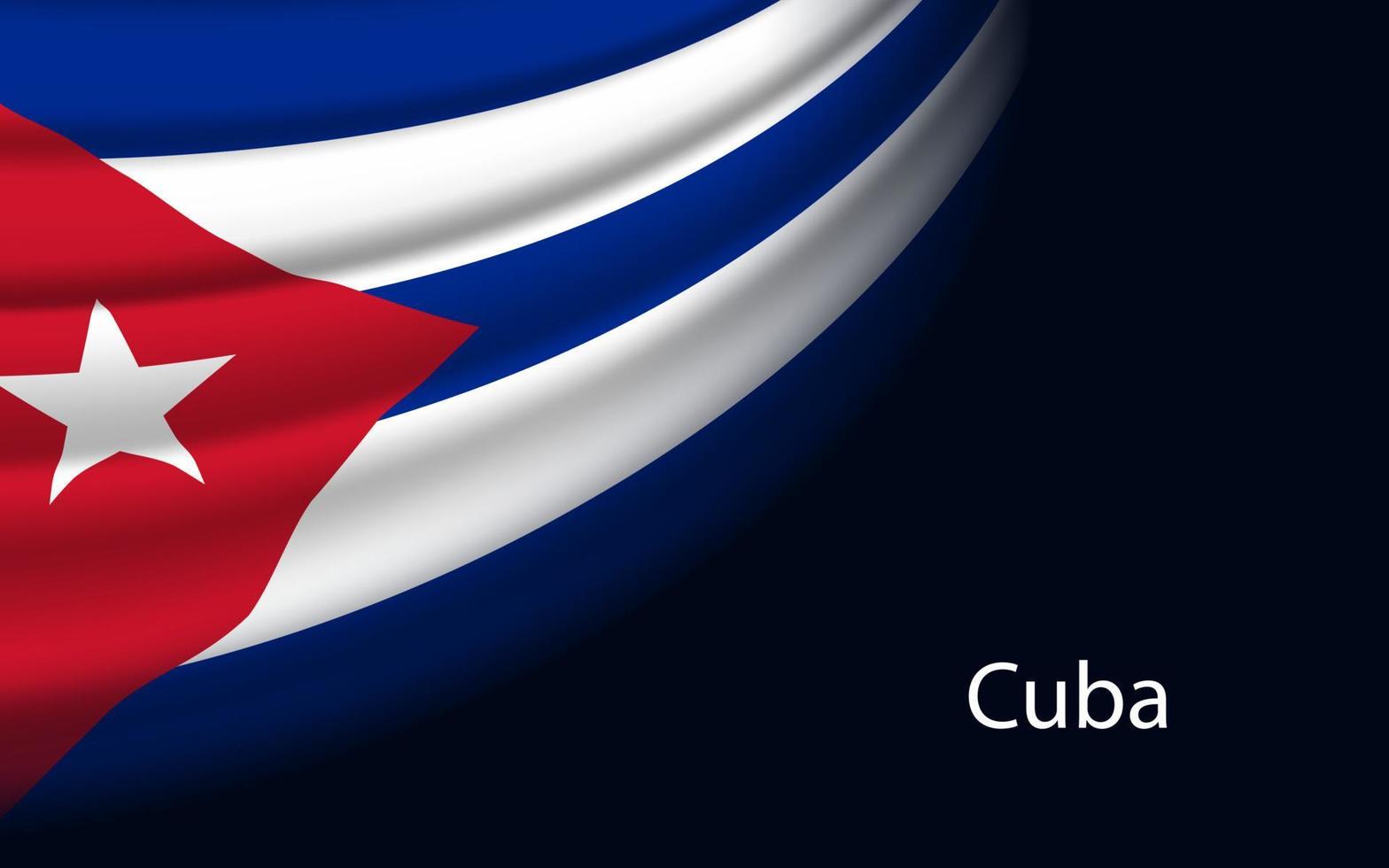Wave flag of Cuba on dark background. vector