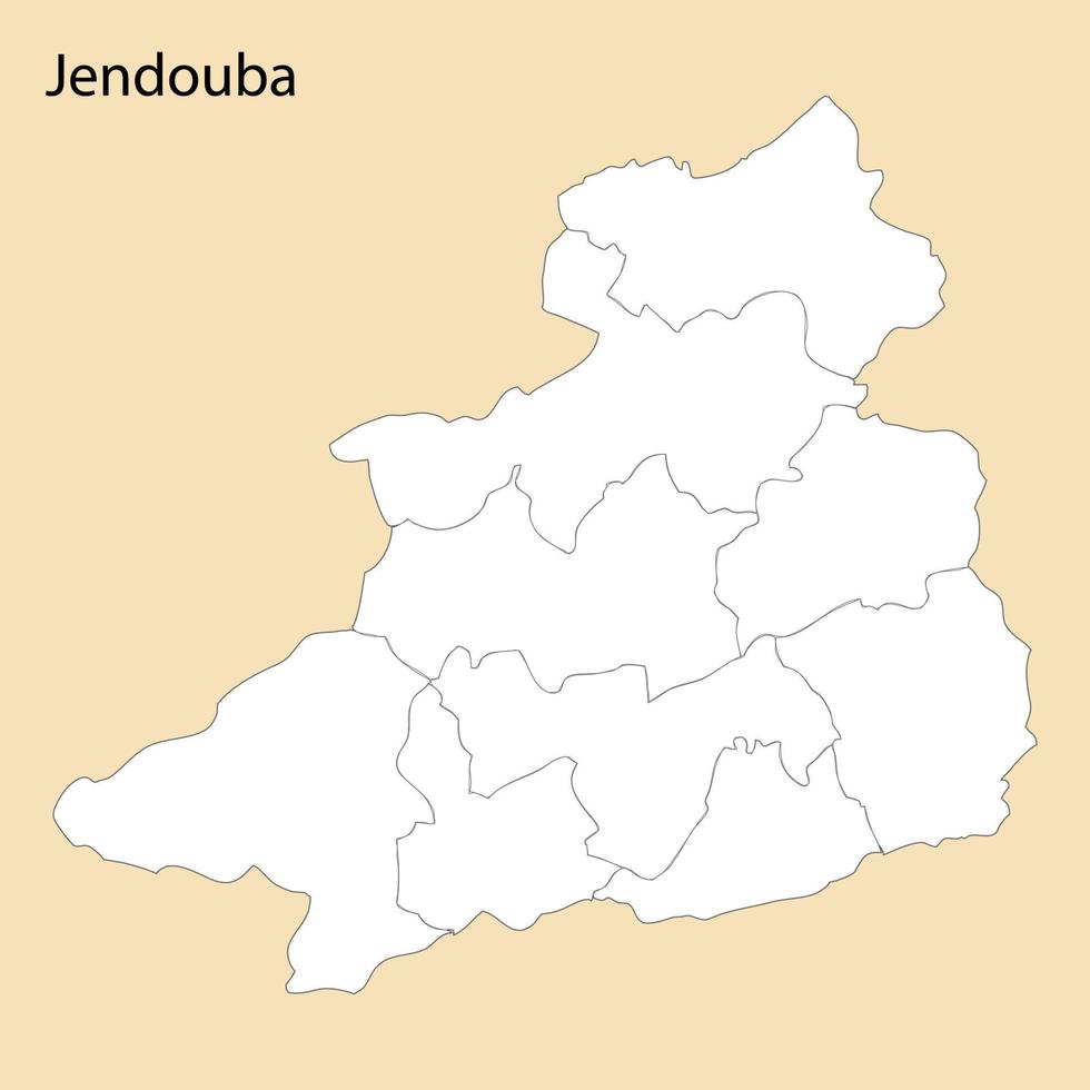 alto calidad mapa de jendoba es un región de Túnez vector