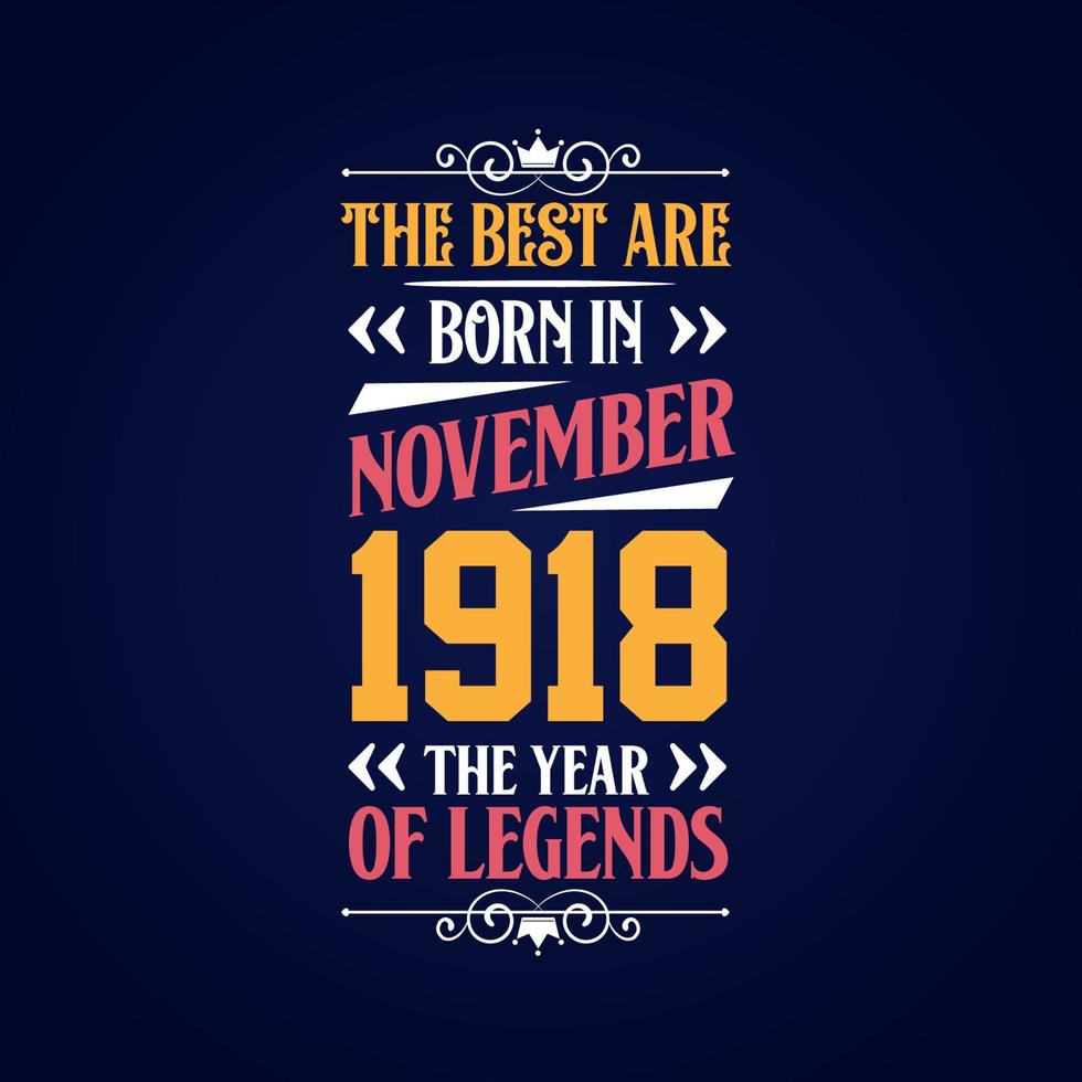 Best are born in November 1918. Born in November 1918 the legend Birthday vector