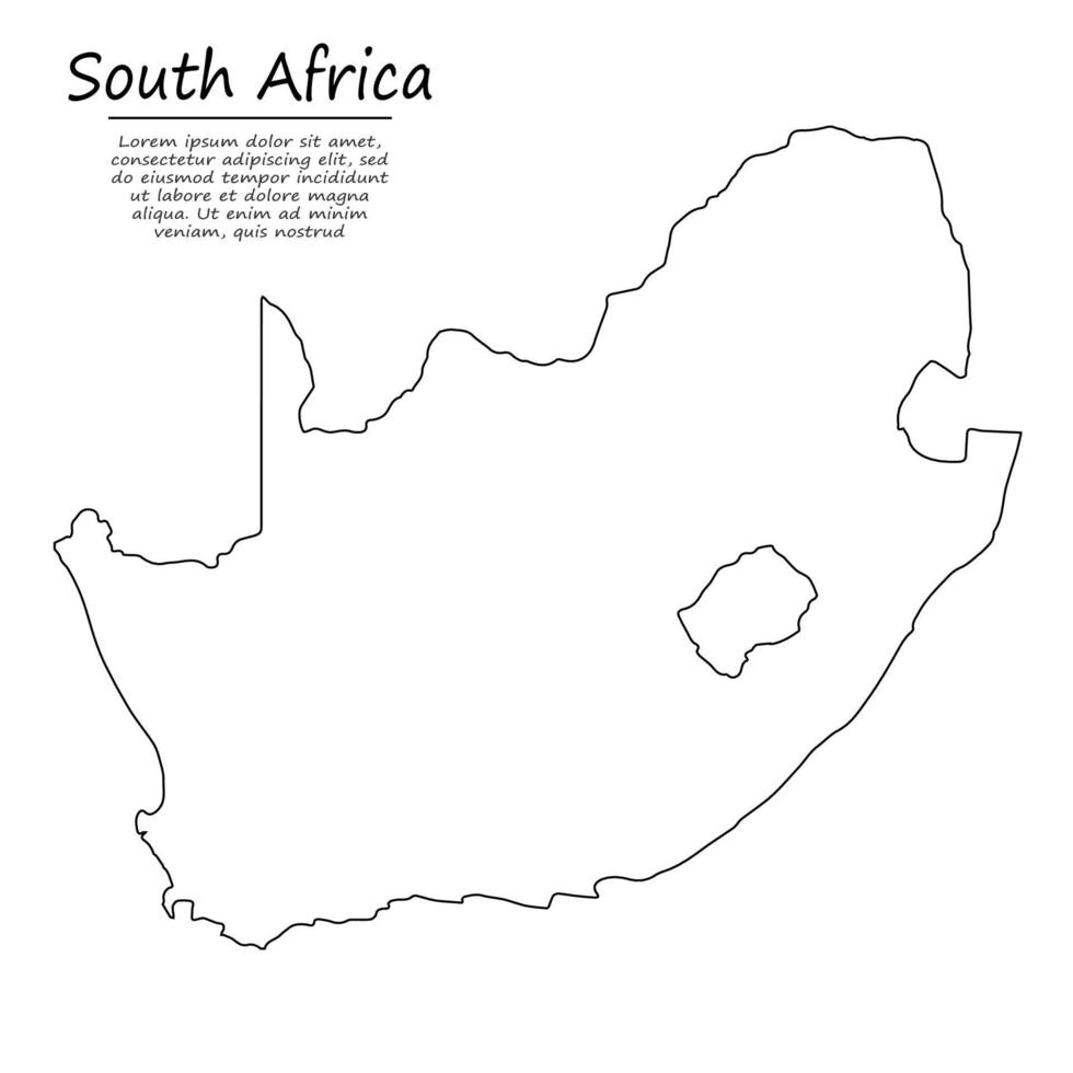 Simple outline map of South Africa, in sketch line style vector