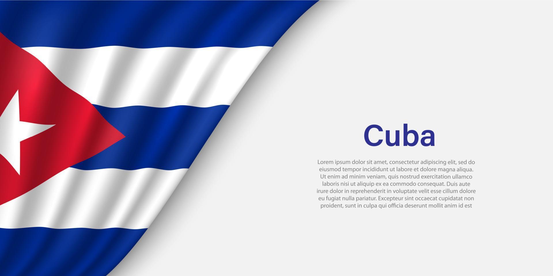 Wave flag of Cuba on white background. vector