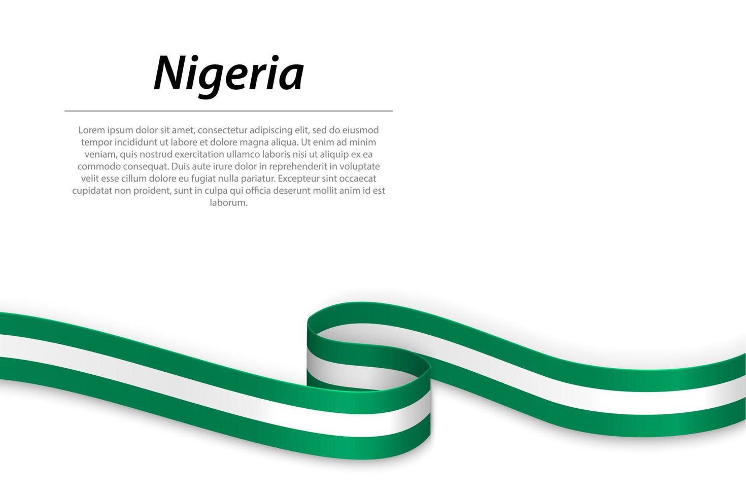 Waving ribbon or banner with flag of Nigeria vector